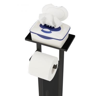 Wenko Debar stojak na papier toaletowy ze szczotką WC czarny 71558800