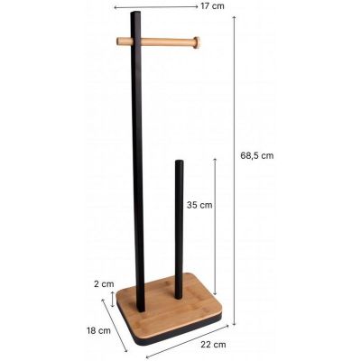 YokaHome Gasa stojak na papier toaletowy czarny-drewno P.GASA