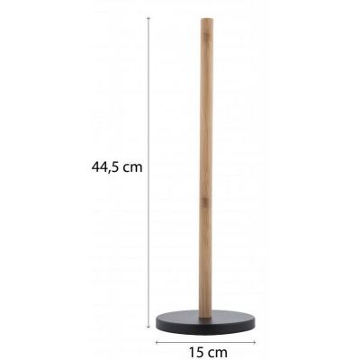 YokaHome Pix stojak na papier toaletowy zapasowy czarny mat/drewno bambusowe P.PIX