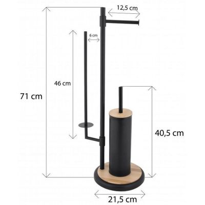 YokaHome Sisu stojak na papier toaletowy ze szczotką WC czarny-drewno P.SISU-BLK-B