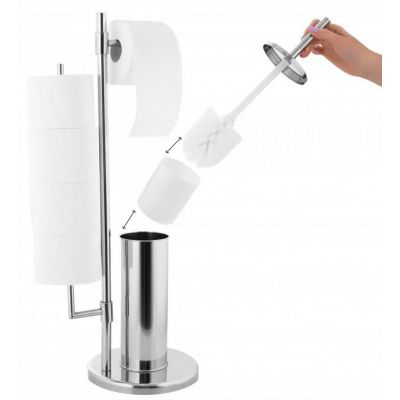 YokaHome Sisu stojak na papier toaletowy ze szczotką WC chrom P.SISU-CHR