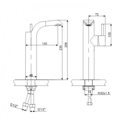 Bateria umywalkowa wysoka Actima Feel ARAC.1202CR