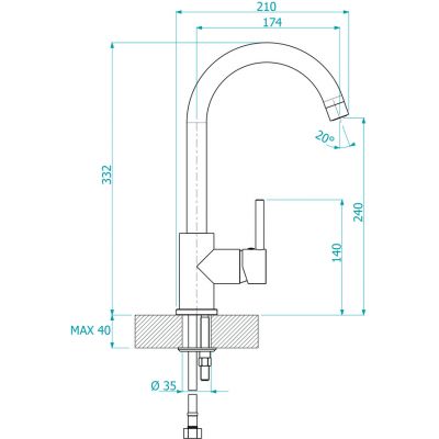 Alveus Layla bateria kuchenna stojąca czarny połysk 1119871