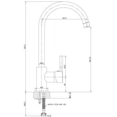Alveus Layla bateria wysokociśnieniowa chrom 2070600
