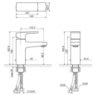 Axel Platania bateria umywalkowa ARAX.7001CR