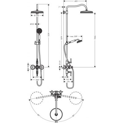 Axor Montreux zestaw prysznicowy ścienny termostatyczny nikiel szczotkowany 16572820