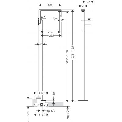 Axor Edge bateria umywalkowa podłogowa czarny chrom polerowany 46041330