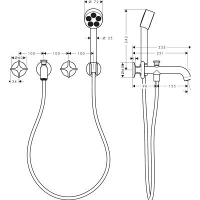 Axor One bateria wannowo-prysznicowa podtynkowa nikiel szczotkowany 48443820