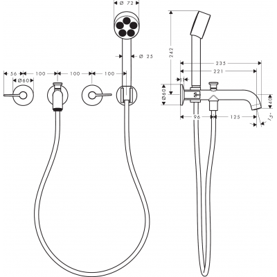 Axor One bateria wannowo-prysznicowa podtynkowa złota optycznie szczotkowana 48444250