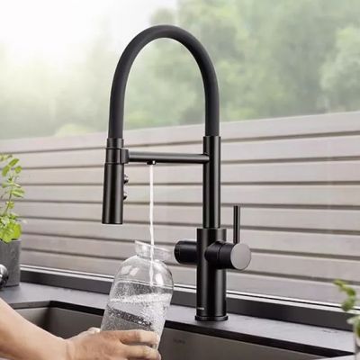 Zestaw Blanco Etagon 500-U zlewozmywak granitowy czarny z baterią kuchenną Catris-S czarną (525887, 526707)