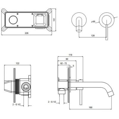 Besco Veo bateria umywalkowa podtynkowa grafit BU-VS-GR
