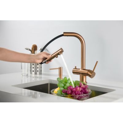 Blue Water Apala bateria kuchenna stojąca z podłączeniem wody filtrowanej miedź