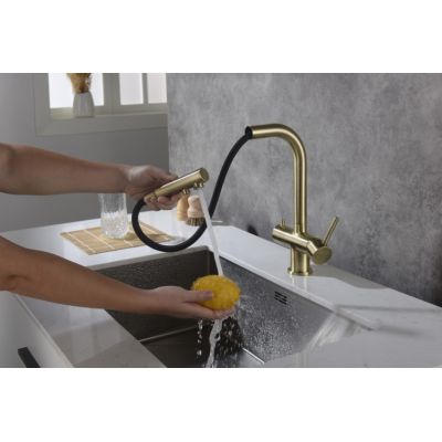 Blue Water Apala bateria kuchenna z podłączeniem wody filtrowanej i zmineralizowanej antyczny mosiądz