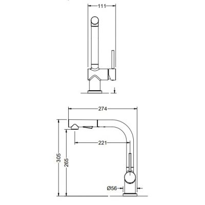 Blue Water Magot Plus Window bateria kuchenna stojąca podokienna gunmetal