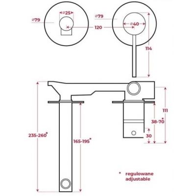 Corsan Lugo bateria umywalkowa podtynkowa czarny półmat CMB7515BL