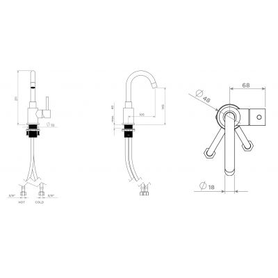 Clou Xo bateria umywalkowa stojąca chrom CL/06.14001.29
