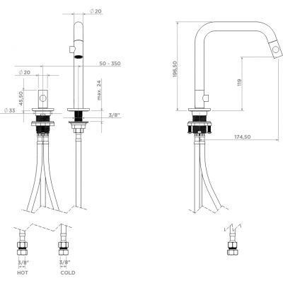 Clou Kaldur bateria umywalkowa stojąca chrom CL/06.15.003.29.L