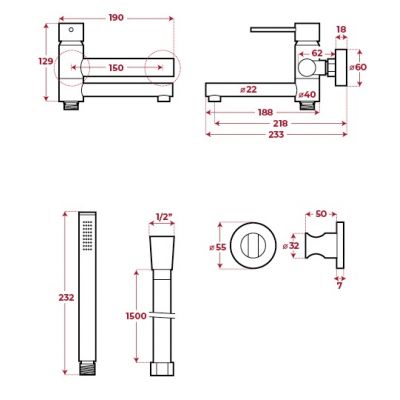 Corsan Lugo bateria wannowo-prysznicowa ścienna chrom CMZ7541CH