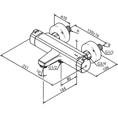 Damixa Pine Thermixa 700 bateria wannowo-prysznicowa ścienna termostatyczna stal 5750746