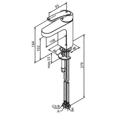 Damixa Slate bateria umywalkowa stojąca chrom/czarny 6502174