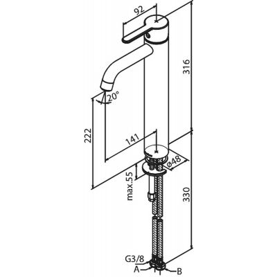 Damixa Silhouet bateria umywalkowa stojąca wysoka stal 740134600