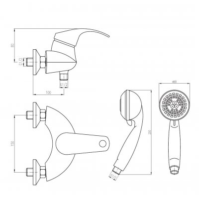 Bateria natryskowa inox Deante Chili BDS 541M