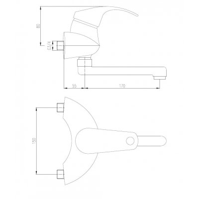 Bateria umywalkowa ścienna inox Deante Chili BDS 550M