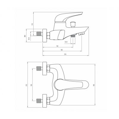 Deante Jaguar bateria wannowo-prysznicowa ścienna chrom BDX011M