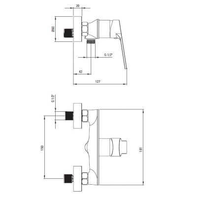 Deante Loco bateria prysznicowa ścienna chrom BLC_040M