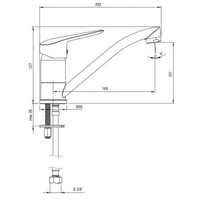 Deante Neo Boro bateria umywalkowa stojąca chrom BMO_026M