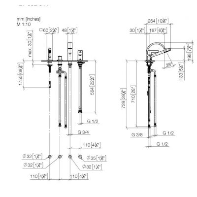 Dornbracht Cyo bateria wannowo-prysznicowa 4-otworowa chrom 27632811-00