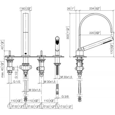 Dornbracht Mem bateria wannowo-prysznicowa 4-otworowa chrom 27532782-00