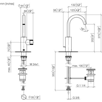 Dornbracht Meta Pure bateria umywalkowa stojąca platyna szczotkowana 33510665-06