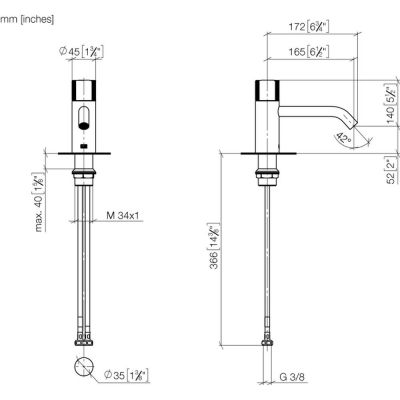 Dornbracht Meta Pure bateria umywalkowa stojąca chrom 33526664-00