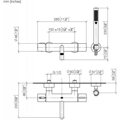 Dornbracht Meta bateria wannowo-prysznicowa ścienna termostatyczna chrom szczotkowany 34234979-93