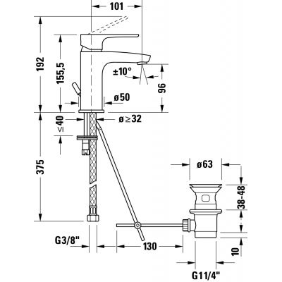 Duravit B.1 bateria umywalkowa stojąca chrom B11013001010