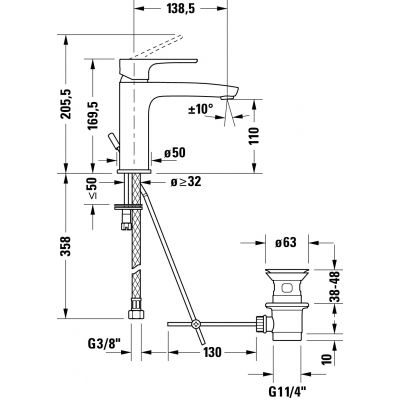 Duravit B.1 bateria umywalkowa stojąca chrom B11023001010