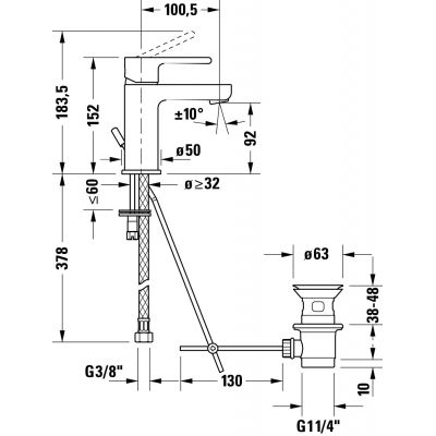 Duravit B.2 bateria umywalkowa stojąca chrom B21013001010