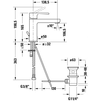 Duravit B.2 bateria umywalkowa stojąca chrom B21023001010