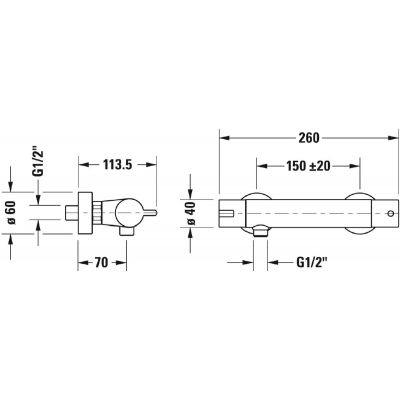 Duravit B.2 bateria prysznicowa ścienna termostatyczna chrom B24220000010