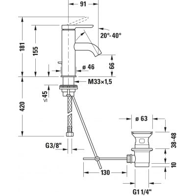 Duravit C.1 bateria umywalkowa stojąca chrom C11013001010