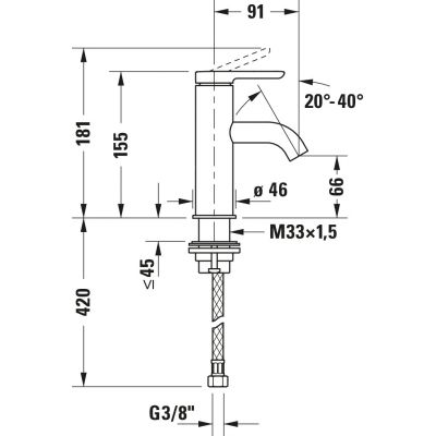 Duravit C.1 bateria umywalkowa stojąca czarna C11013002046