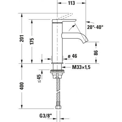 Duravit C.1 bateria umywalkowa stojąca chrom C11023002010