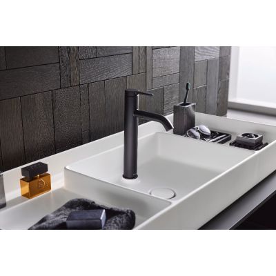 Duravit C.1 bateria umywalkowa stojąca L czarny mat C11030002046