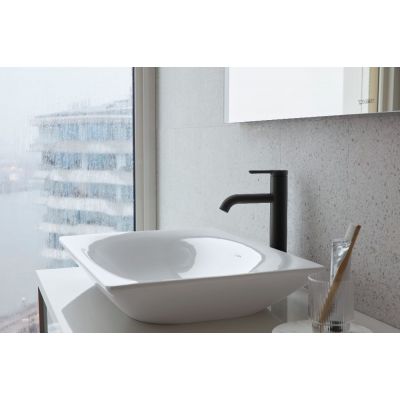 Duravit C.1 bateria umywalkowa stojąca L czarny mat C11030002046