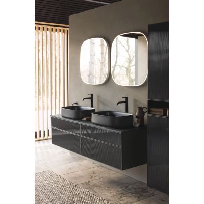 Duravit C.1 bateria umywalkowa stojąca L czarny mat C11030002046