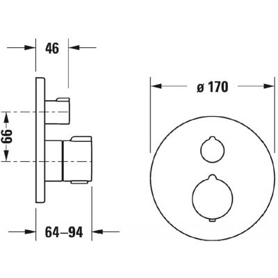 Duravit C.1 bateria wannowo-prysznicowa podtynkowa termostatyczna chrom C15200014010