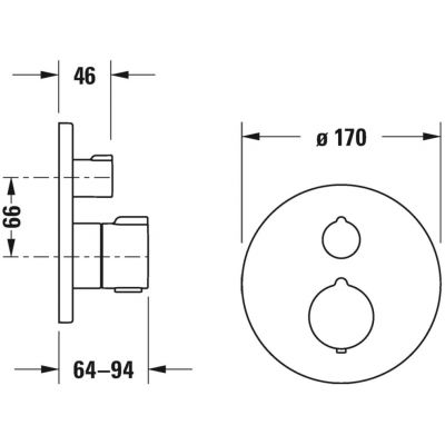 Duravit C.1 bateria wannowo-prysznicowa podtynkowa termostatyczna chrom C15200018010