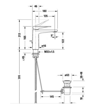 Duravit Tulum bateria umywalkowa stojąca chrom TU1020001010