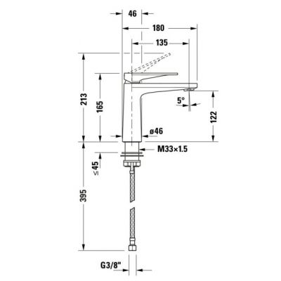 Duravit Tulum bateria umywalkowa stojąca chrom TU1020002010